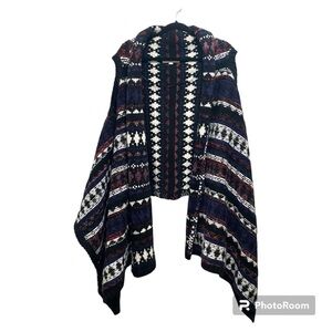 Ann Taylor Loft Sweater Jacket Vest Open Front Draped Wool Blend Black